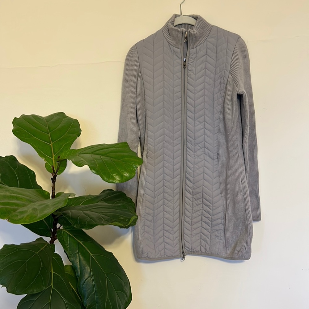 Quilted wool zip up